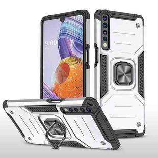 For LG Stylo 7 4G Magnetic Armor Shockproof TPU + PC Phone Case with Metal Ring Holder(Silver)