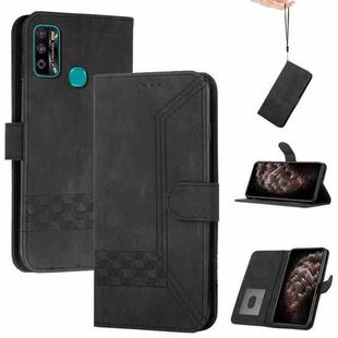 For Infinix Hot 9 Play Cubic Skin Feel Flip Leather Phone Case(Black)