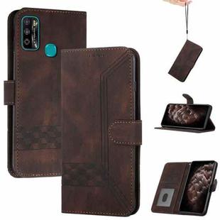 For Infinix Hot 9 Play Cubic Skin Feel Flip Leather Phone Case(Dark Brown)