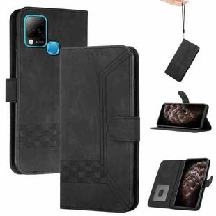 For Infinix Hot 10 Cubic Skin Feel Flip Leather Phone Case(Black)