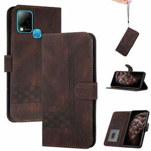For Infinix Hot 10 Cubic Skin Feel Flip Leather Phone Case(Dark Brown)