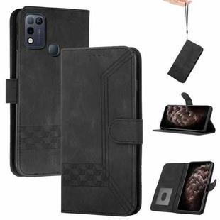 For Infinix Hot 10 Play Cubic Skin Feel Flip Leather Phone Case(Black)