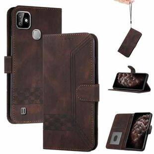 For Infinix Smart HD 2021 Cubic Skin Feel Flip Leather Phone Case(Dark Brown)