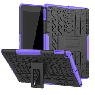For iPad 10.2 2021 / 2020 / 2019 Tire Texture TPU + PC Shockproof Case with Holder(Purple)