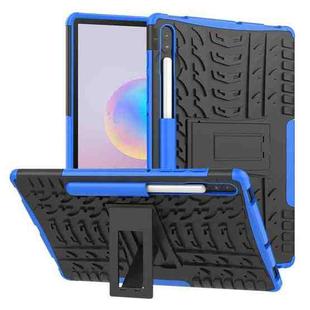 For Galaxy Tab S6 Tire Texture TPU + PC Shockproof Case with Holder(Blue)