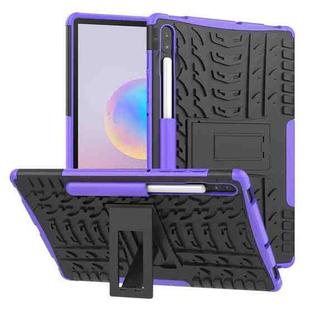 For Galaxy Tab S6 Tire Texture TPU + PC Shockproof Case with Holder(Purple)