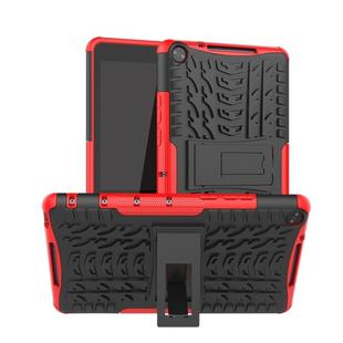 For Huawei MediaPad M5 Lite 8 Tire Texture TPU + PC Shockproof Case with Holder(Red)