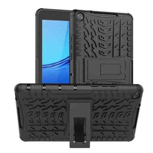 For Huawei MediaPad M5 Lite 8 Tire Texture TPU + PC Shockproof Case with Holder(Black)