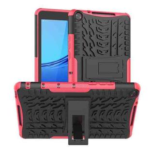 For Huawei MediaPad M5 Lite 8 Tire Texture TPU + PC Shockproof Case with Holder(Pink)