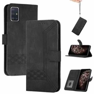 For Samsung Galaxy A31 Cubic Skin Feel Flip Leather Phone Case(Black)