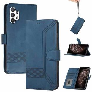 For Samsung Galaxy A32 5G Cubic Skin Feel Flip Leather Phone Case(Royal Blue)
