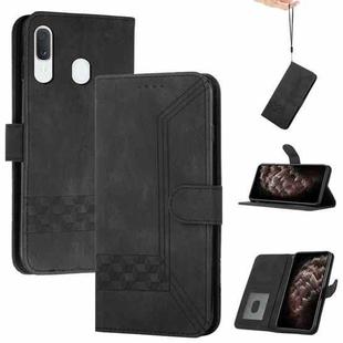 For Samsung Galaxy A40 Cubic Skin Feel Flip Leather Phone Case(Black)