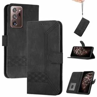 For Samsung Galaxy Note20 Ultra Cubic Skin Feel Flip Leather Phone Case(Black)