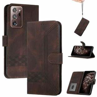 For Samsung Galaxy Note20 Ultra Cubic Skin Feel Flip Leather Phone Case(Dark Coffee)