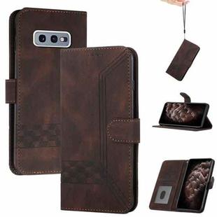 For Samsung Galaxy S10e Cubic Skin Feel Flip Leather Phone Case(Dark Coffee)
