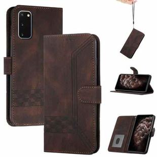 For Samsung Galaxy S20 FE Cubic Skin Feel Flip Leather Phone Case(Dark Coffee)