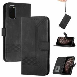 For Samsung Galaxy S20+ Cubic Skin Feel Flip Leather Phone Case(Black)