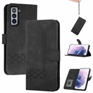 For Samsung Galaxy S21+ 5G Cubic Skin Feel Flip Leather Phone Case(Black)