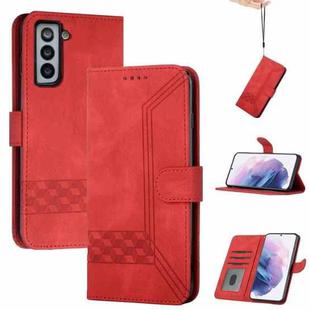 For Samsung Galaxy S21+ 5G Cubic Skin Feel Flip Leather Phone Case(Red)