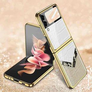 For Samsung Galaxy Z Flip3 5G GKK Texture Pattern Electroplating Tempered Glass Phone Case(Color Block 06)