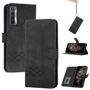 For Tecno Camon 17 Pro Cubic Skin Feel Flip Leather Phone Case(Black)