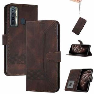 For Tecno Camon 17 Pro Cubic Skin Feel Flip Leather Phone Case(Dark Brown)