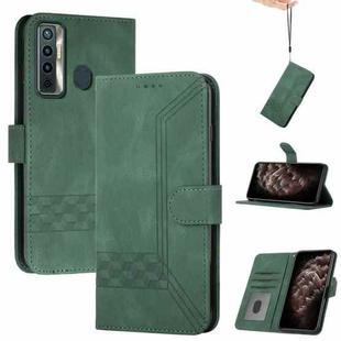 For Tecno Spark 5 Pro Cubic Skin Feel Flip Leather Phone Case(Dark Green)