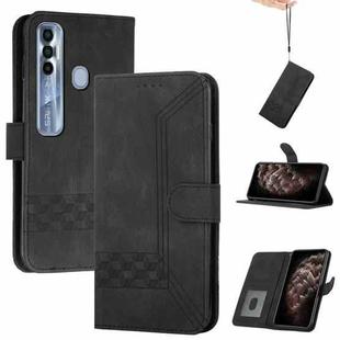 For Tecno Spark 7 Pro Cubic Skin Feel Flip Leather Phone Case(Black)