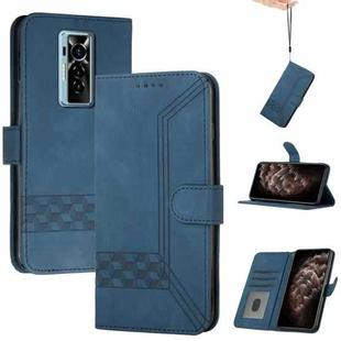 For Tecno Phantom X Cubic Skin Feel Flip Leather Phone Case(Royal Blue)