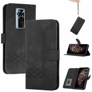 For Tecno Phantom X Cubic Skin Feel Flip Leather Phone Case(Black)