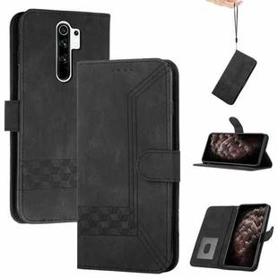 For Xiaomi Redmi 9 Cubic Skin Feel Flip Leather Phone Case(Black)
