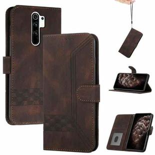For Xiaomi Redmi 9 Cubic Skin Feel Flip Leather Phone Case(Dark Brown)