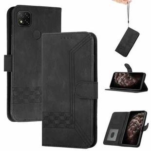 For Xiaomi Redmi 9C Cubic Skin Feel Flip Leather Phone Case(Black)