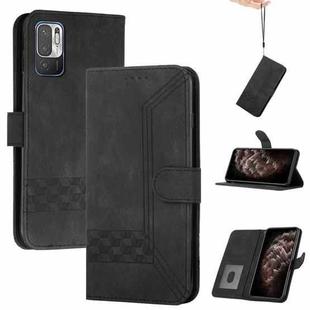 For Xiaomi Redmi Note 10 5G Cubic Skin Feel Flip Leather Phone Case(Black)