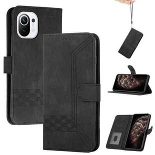For Xiaomi Mi 11 Lite Cubic Skin Feel Flip Leather Phone Case(Black)