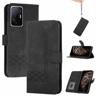 For Xiaomi Mi 11T Cubic Skin Feel Flip Leather Phone Case(Black)