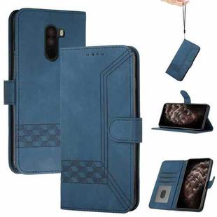 For Xiaomi Pocophone F1 Cubic Skin Feel Flip Leather Phone Case(RoyalBlue)