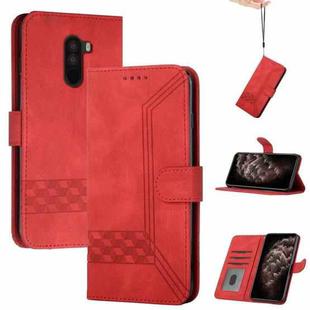 For Xiaomi Pocophone F1 Cubic Skin Feel Flip Leather Phone Case(Red)