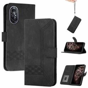 For Huawei nova 8 Cubic Skin Feel Flip Leather Phone Case(Black)