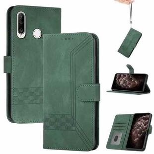 For Huawei P Smart Z Cubic Skin Feel Flip Leather Phone Case(Dark Green)
