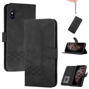 For Huawei Y5 2019 Cubic Skin Feel Flip Leather Phone Case(Black)