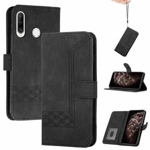For Huawei Y6 2019 Cubic Skin Feel Flip Leather Phone Case(Black)