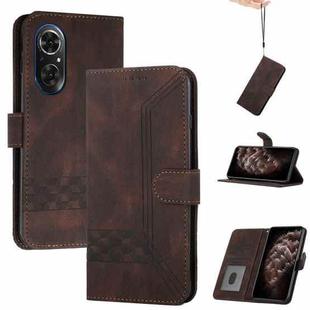 For Honor 50 Pro Cubic Skin Feel Flip Leather Phone Case(Dark Brown)