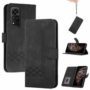 For Honor V40 5G Cubic Skin Feel Flip Leather Phone Case(Black)