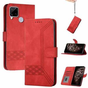 For OPPO A15 Cubic Skin Feel Flip Leather Phone Case(Red)