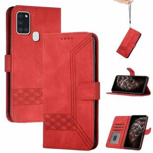 For OPPO A53 2020 Cubic Skin Feel Flip Leather Phone Case(Red)