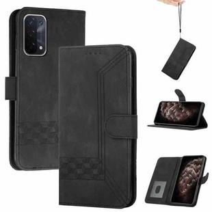 For OPPO A54 4G Cubic Skin Feel Flip Leather Phone Case(Black)