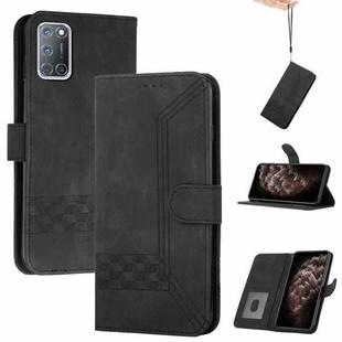 For OPPO A94 4G Cubic Skin Feel Flip Leather Phone Case(Black)