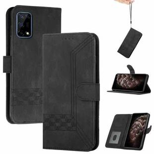 For OPPO Realme 7 4G Cubic Skin Feel Flip Leather Phone Case(Black)