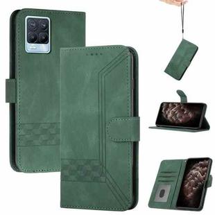 For OPPO Realme 8 5G Cubic Skin Feel Flip Leather Phone Case(Dark Green)